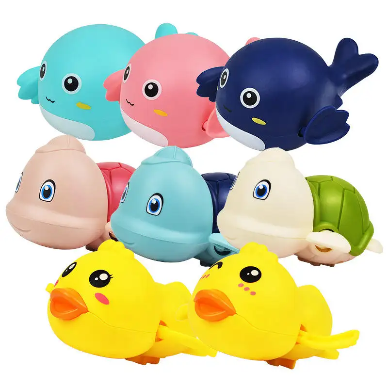Komik hayal teşvik hediyeler küçük hediyeler yüzen rüzgar havuzu oyuncaklar kaplumbağa ördek balina hayvan bebek banyo oyuncakları tulumları için