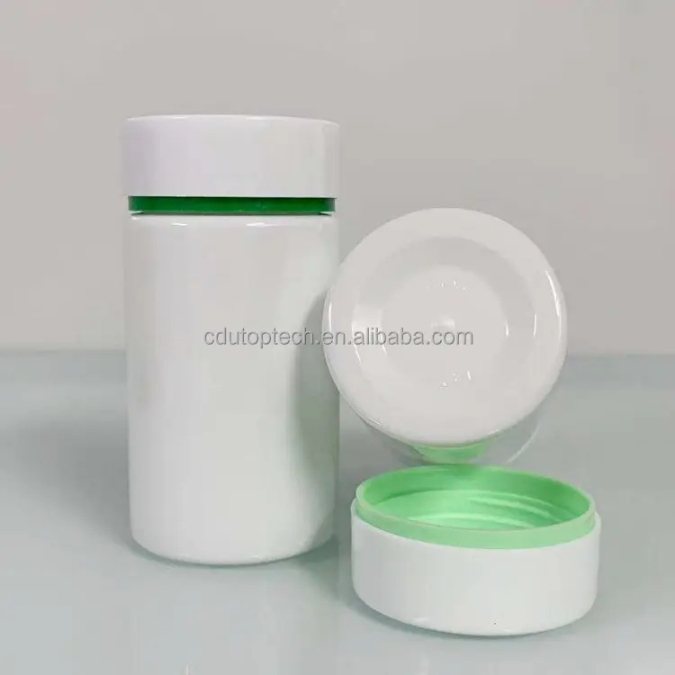 BPA Miễn Phí 100cc 100cc 120cc Rắn Màu Trắng Cấp Thực Phẩm Pet Y Học Chai Chiều Rộng Miệng Thuốc Viên Nang Vitamin Container Với Vít Cap