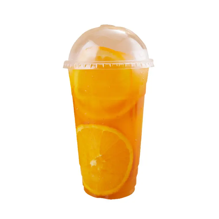 일회용 플라스틱 pp 애완 동물 컵 돔 플랫 뚜껑/코브 도매 차가운 음료 컵 투명 플라스틱 컵