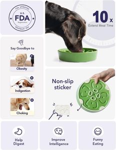 1.5 Cups Slow Feeder Ceramic Dog Bowl Reusable Small Medium Breed Puppy Puzzle Dog Food Dish Fast Eaters Fast <strong>Eating</strong> Tableware 90-<strong>Day</strong> Countdown - Product Image 6