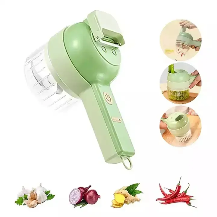 Gadgets de cuisine Trancheuse électrique Hachoir de cuisine robot de cuisine portable 4 en 1 Coupe-légumes électrique à main Ensemble