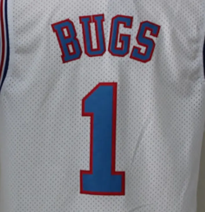 Bugs #1 белый Космический Джем фильм лучшее качество сшитые баскетбольные Джерси
