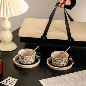 家用和办公室用环保陶瓷咖啡和浓缩咖啡杯套装，带手柄 - Product Image 6
