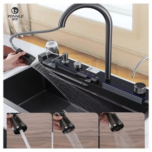 2025 popüler büyük tek Slot İşlevli lavabo Anti-Scratch LED dijital ekran 304 paslanmaz çelik şelale mutfak lavaboları - Product Image 5