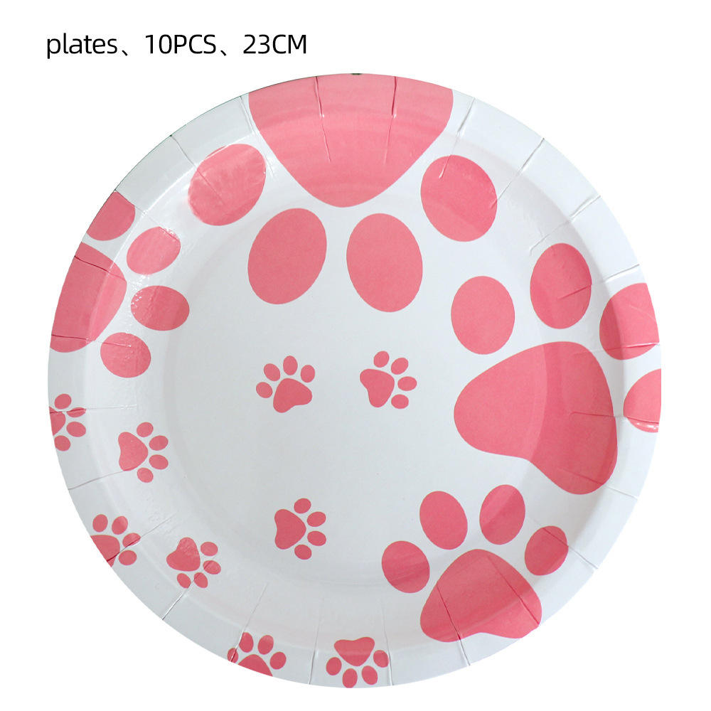 SKU-02-9-inch plate 10 PC-Pink Dog Claw