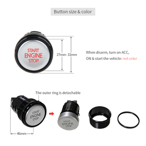 EASYGUARDユニバーサルプッシュボタンスタートストップリモートエンジンスタートオプションプッシュツースタートスイッチACC ON OFF - Product Image 2