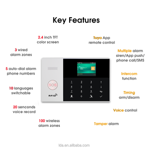 Tuya Smart Life App 993ワイヤレスおよび有線RFID盗難防止セキュリティシステムWiFiGSMホームアラームシステム (ドアモーションセンサー付き) - Product Image 2