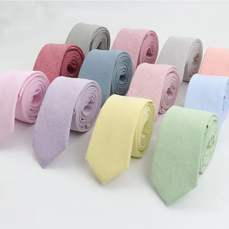 Corbatas ajustadas de colores sólidos para hombre, de algodón, 6cm de ancho, para boda, para novio