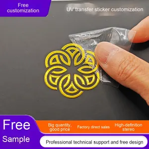 Fast Delivery Stock Crystal Stickers Embossed 3D UV Transfer Logo Tear-off Film Grocery Packaging Labels for <strong>Promotion</strong> - Product Image 3