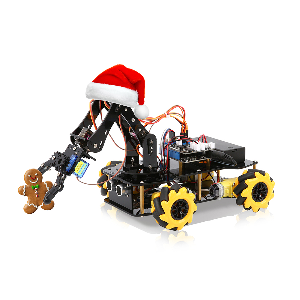 Christmas New Year gift Smart Robot Car Kit 4WD Remote Control Car for <strong>Arduino</strong> IDE Programming STEM Education Science Coding Kit