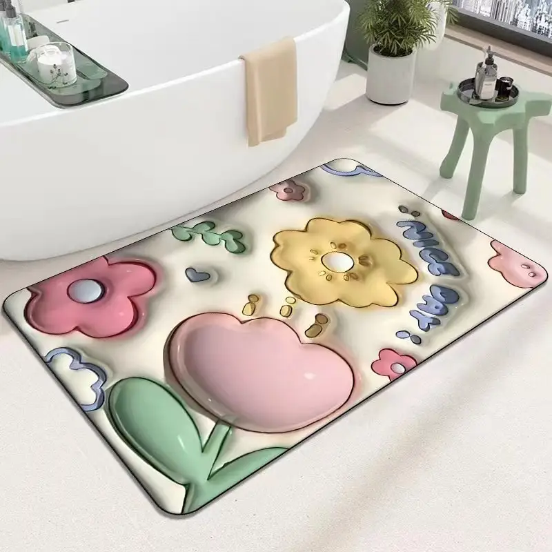 Tappetini da bagno 3D tappetino per porta espansione Cartoon Soft Diatom fango tappeto assorbente bagno wc tappeto antiscivolo tappetini da cucina per pavimento