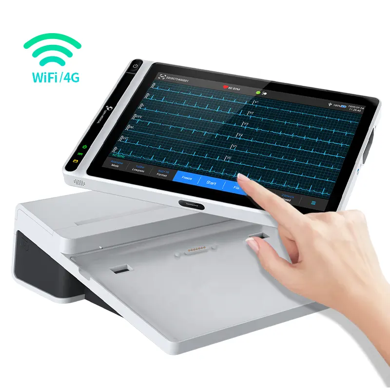 Lepu-electrocardiograma inteligente para uso médico, máquina ECG portátil de 18 y 12 canales, con carrito, con precio inalámbrico