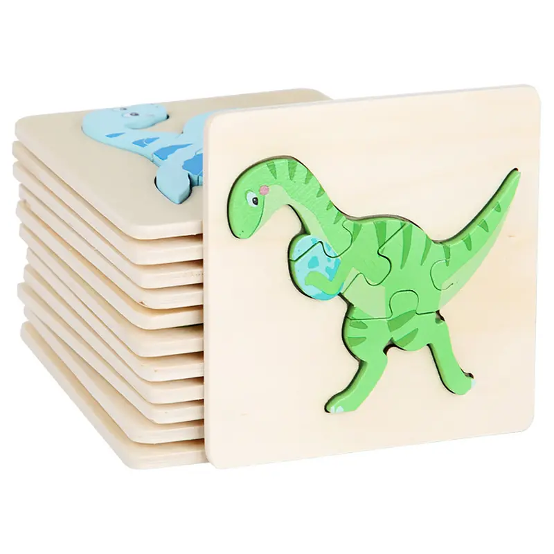 Großhandel Montessori Dinosaurier 3D Puzzles Spielzeug Tier Holz Puzzle Frühes Lernspiel zeug für Kinder