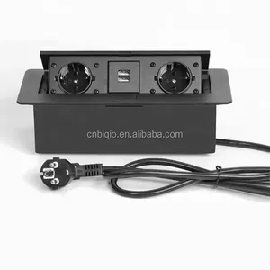 Caja de enchufe de salida emergente de mesa con 2 potencias 2 USB Mesa de conferencia de oficina Caja de enchufe de escritorio integrada - Product Image 1