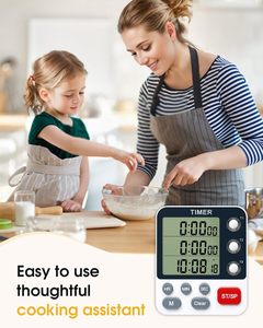 Цифровой двойной кухонный таймер, 3 канала, многонациональный таймер - Product Image 3