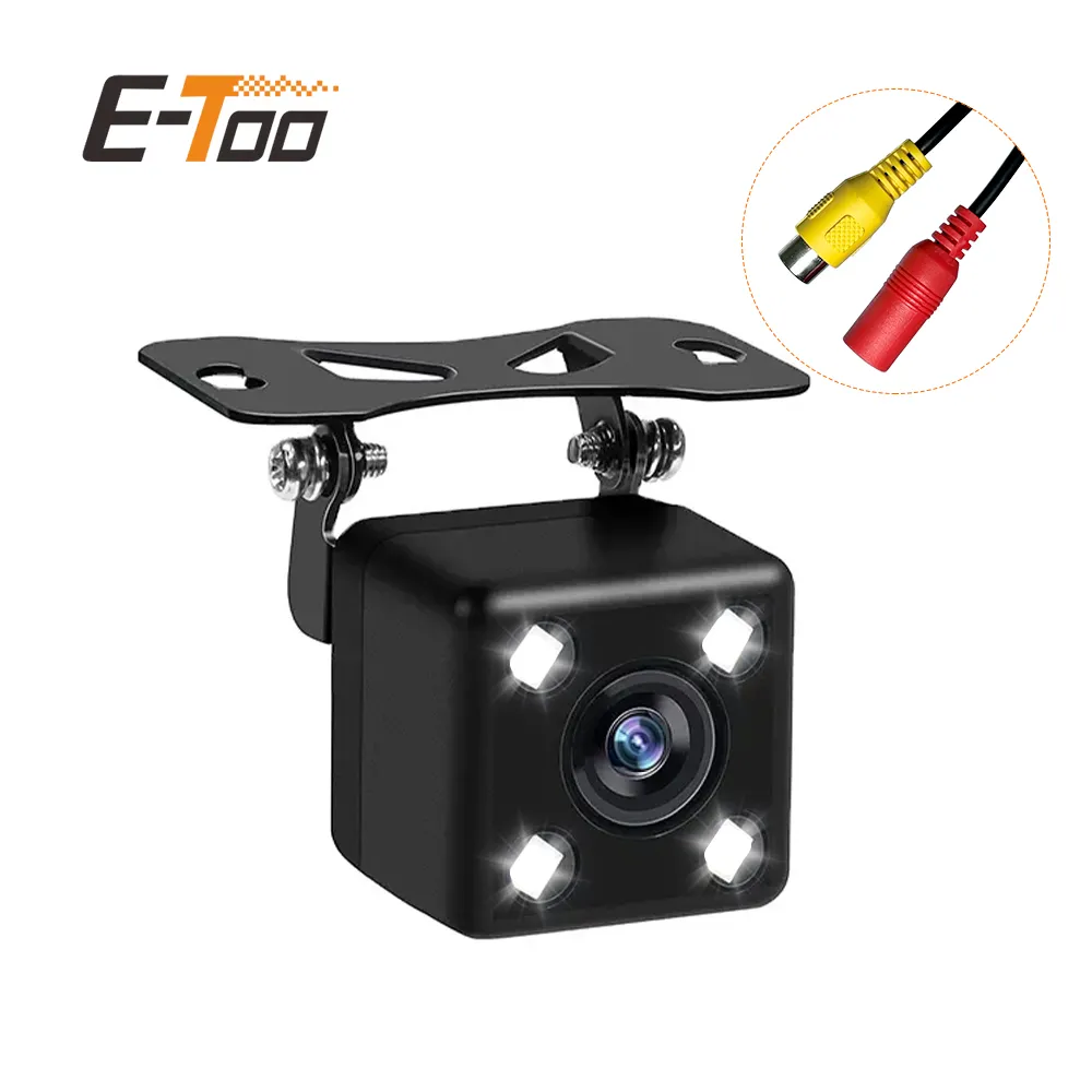 E-too fabricante de fábrica cámara de coche vista trasera cámara de respaldo impermeable IP68 con línea de estacionamiento 4led cámara CCD de coche inversa Buck