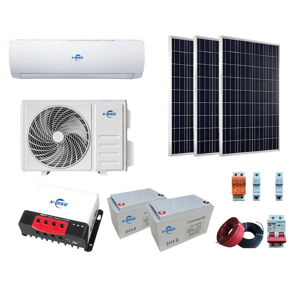 Climatiseur solaire hybride ACDC 9000BTU/12000BTU/18000BTU/24000BTU économe en énergie et respectueux de l'environnement, facile à installer