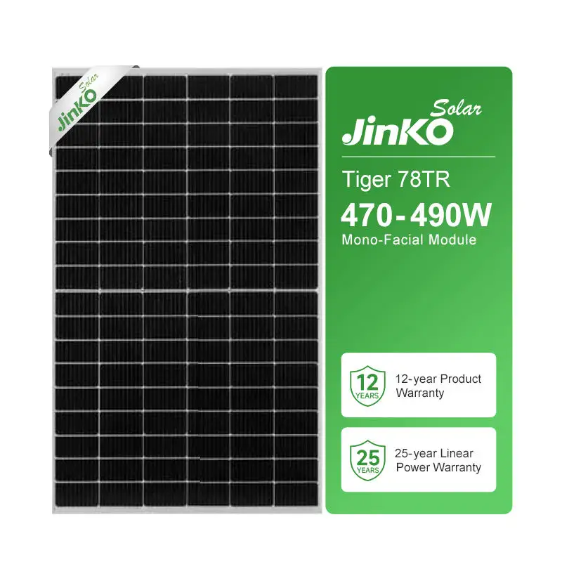 JINKO แผงโซลาร์เซลล์ชนิด P เสือที่ตัดครึ่ง78TR 470W 475W 480W 485W 490W แผงเซลล์แสงอาทิตย์แบบโมโนสำหรับใช้ในบ้าน