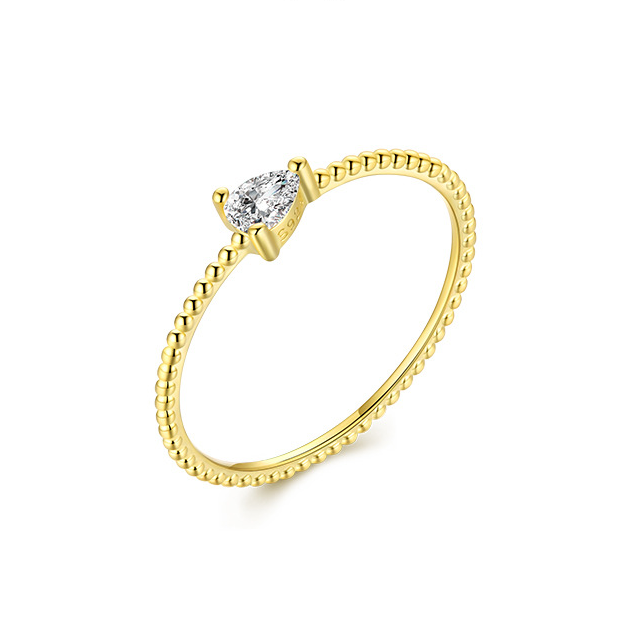 bague poire goutte d'eau or