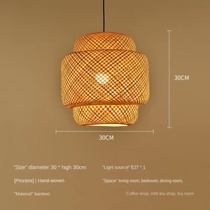 Natural Handwoven <strong>Decorative</strong> Handmade Bamboo Pendant Light Three-in-one Packaging Structure Bar Pub <strong>Cafe</strong> Restaurant Art <strong>Decor</strong> - Product Image 4
