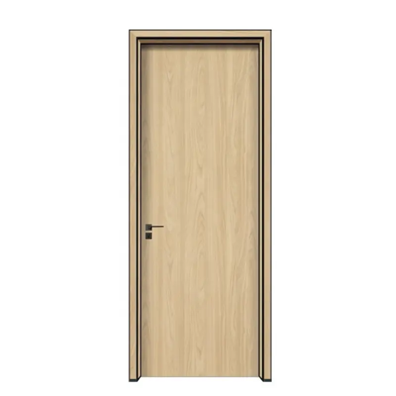 Flush design moderno quarto interior porta de madeira mdf com moldura de alumínio