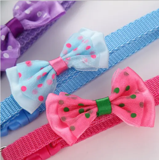 Pet Cat Collar With Bowtie & Bell Charming Necktie With Cute Cat Buckle For Puppy Pet Accessories