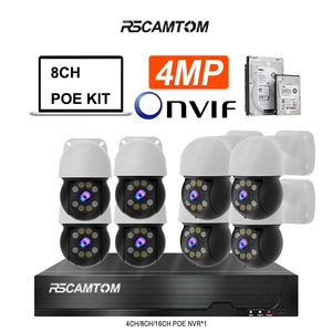 Rscamtom 8CH PTZ POE Sistema de cámara Cctv 4K HD AI Detección de movimiento Visión nocturna Sistema de seguridad para el hogar a todo color Cctv - Product Image 1
