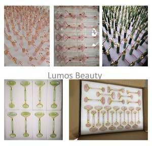 Promosyon fiyat doğal kristal taş gül kuvars yeşim rulo yüz aracı masaj yeşim rulo ve yüz için Gua Sha Set - Product Image 6
