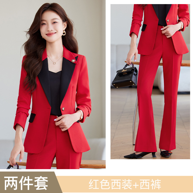 Red suit pants