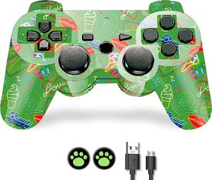 Gamepad inalámbrico recargable mejorado con controlador de Joystick de choque de retroalimentación de vibración para juegos de PS3 y PC - Product Image 3