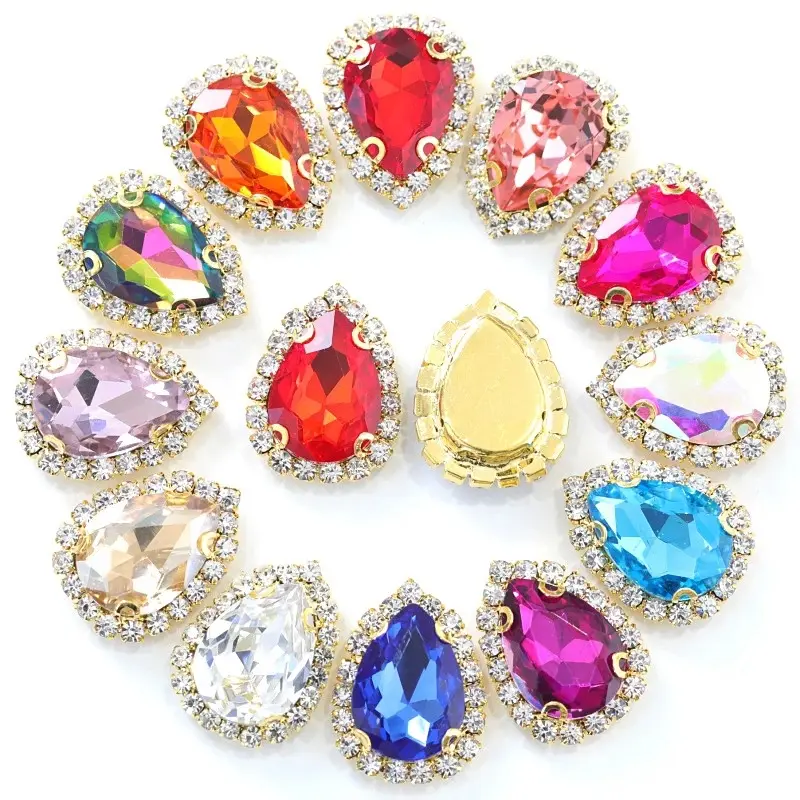 High Quality Square Sew On Claw Setting Glass Jewellery Rhinestone Chain Crystal Stone for DIY