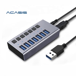 定制USB集线器3.1分离器多USB 3.1集线器USB 7端口多端口Hab电脑配件，带电脑电源适配器 - Product Image 1