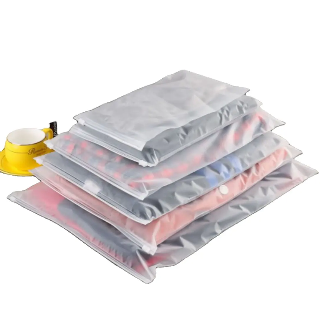 Sacchetto con cerniera smerigliato riciclabile più venduto imballaggio in plastica personalizzato sacchetti a chiusura lampo in plastica trasparente per abbigliamento (PS01)