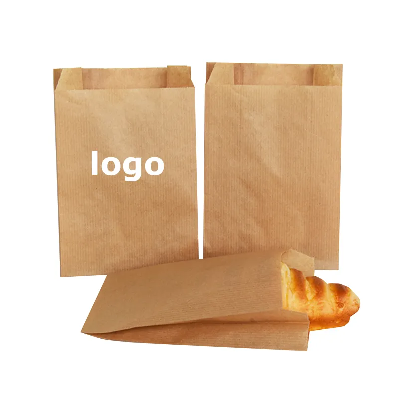 Sacchetto per pane in carta Kraft per uso alimentare non patinata sacchetto di carta da forno ciambella baguette con fondo a punta