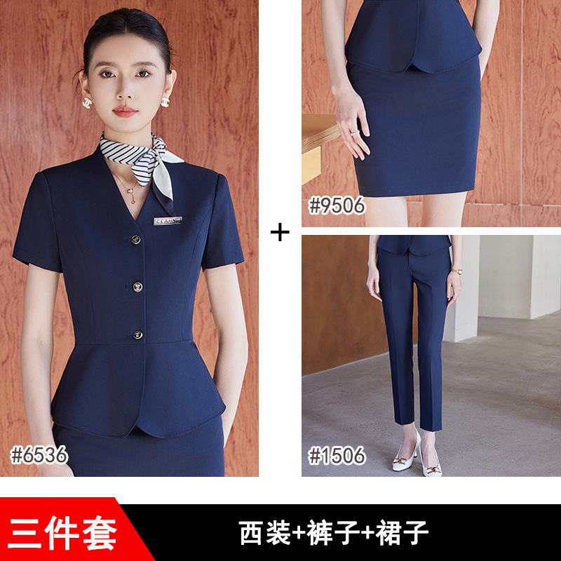 Dark blue suit pants and skirt
