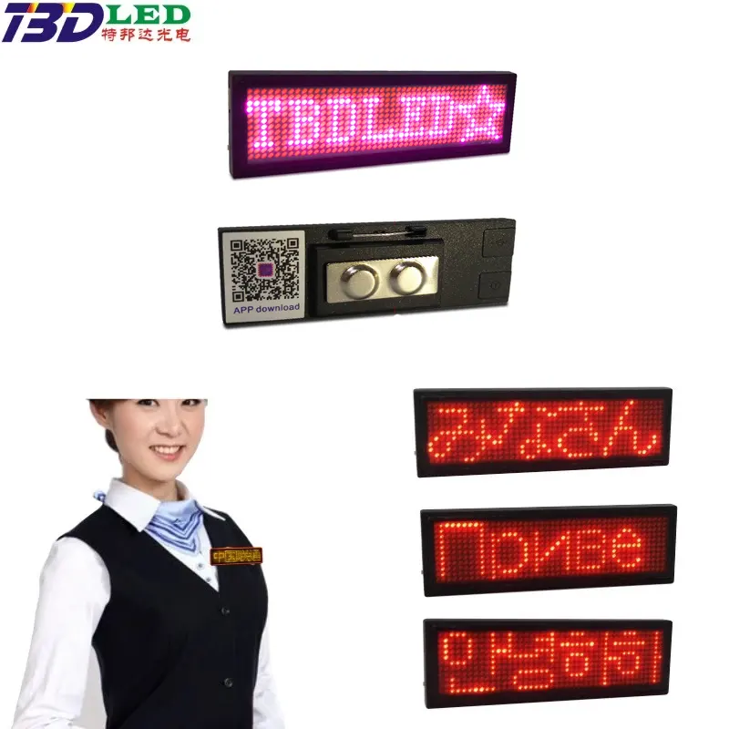 Ricarica USB messaggi in esecuzione LED nome Badge spilla magnetica azienda dipendente incandescente Badge targhetta digitale a LED
