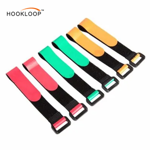 Reusable Custom Printed Logo Adjustable Releasable Nylon <strong>Hook</strong> <strong>and</strong> <strong>Loop</strong> <strong>Strap</strong> Cable Tie With Buckle