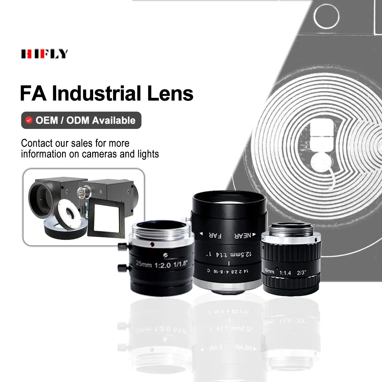 HIFLY 1/1.8" 2/3" 1" 1.1" 5MP 10MP feste c-halterung industrielle maschine sicht fa linse