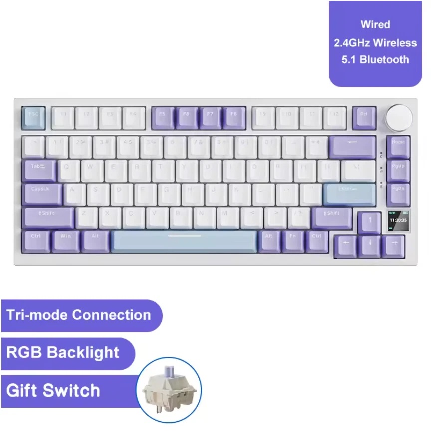AK820 PRO - Violet Blanc Bleu - Interrupteur Cadeau - 3 Modes - RGB - DIY