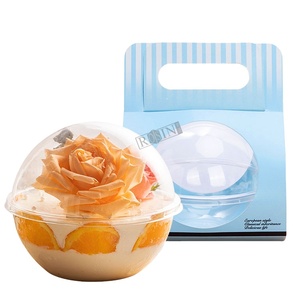Özelleştirilmiş C gıda sınıfı yuvarlak şeffaf mus kek kutusu yarımküre şekli plastik pasta kutusu - Product Image 2