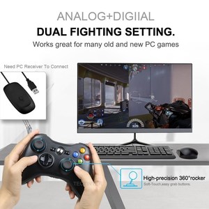 XBOX 360用ワイヤレス/有線コントローラXBOX 360コンソール用ゲームパッド2.4GワイヤレスジョイスティックXBOX360 PC用ゲームコントローラ - Product Image 2