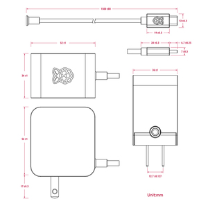 Ufficiale 45W USB tipo-C alimentatore per Raspberry Pi 5 colore bianco noi spina lampone Pi ufficiale adatto per Raspberry Pi 5 - Product Image 6