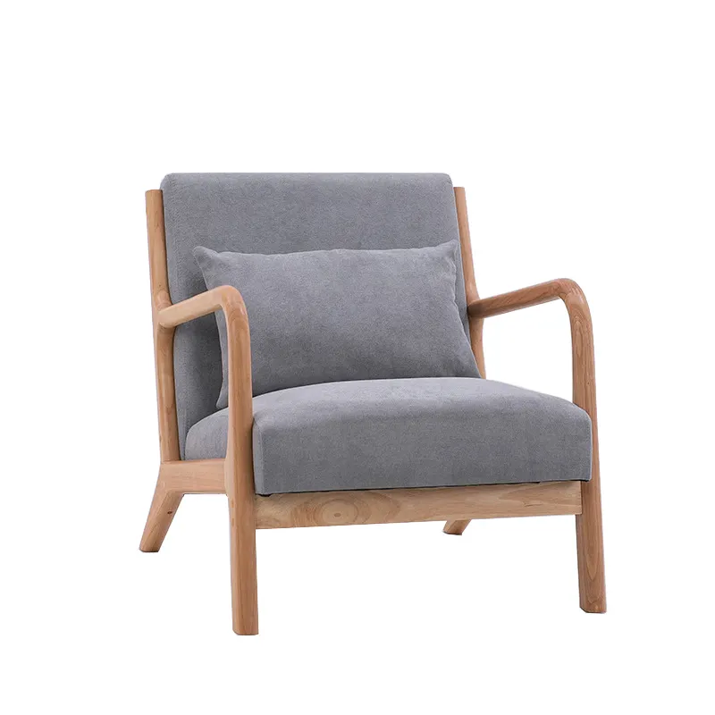 새로운 디자인 현대 싼 직물 호두 다리를 가진 회색 식당 의자 단 하나 seater 소파 뒤 의자