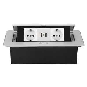 银色/黑色通用三孔桌面电源插座3.1A USB type-c插座250v 13A隐藏式书桌厨房桌面插座 - Product Image 2
