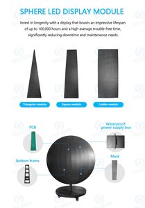 หน้าจอวิดีโอ LED ทรงกลมขนาด360องศาสำหรับใช้แสดงพิกเซลขนาดเส้นผ่านศูนย์กลาง1.8มม. หน้าจอวิดีโอ LED ทรงกลมแบบกำหนดเอง - Product Image 4