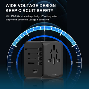 All One 2.4A World Power Type C USB <strong>Port</strong> Universal 2-USB Conversion Travel Charger with 5V/2A <strong>Input</strong> - Product Image 5