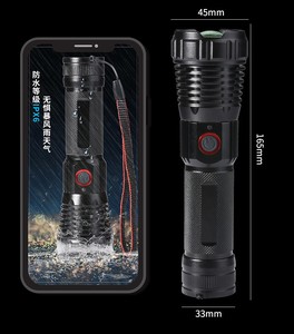 ハイパワーLED懐中電灯トーチ強力な懐中電灯ハンマー入力出力電気機能付き - Product Image 1