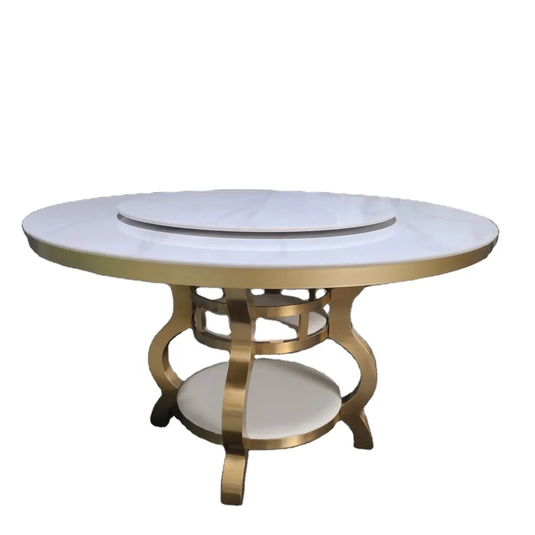 Mesas DE BODA redondas modernas y baratas de acero inoxidable dorado para eventos gastronómicos
