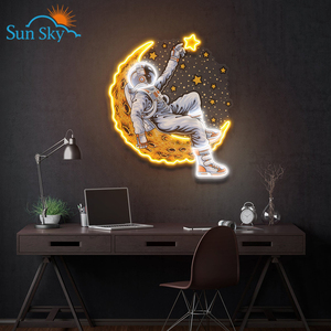 Tùy Chỉnh Neon <span class=keywords><strong>3D</strong></span> Phi Hành Gia Ôm Hành Tinh LED Neon Acrylic Nghệ Thuật Biểu Tượng Đèn USB Powered Dấu Hiệu Điện Tử Cho Sinh Nhật Đảng Trang Trí Nội Thất - Product Image 4