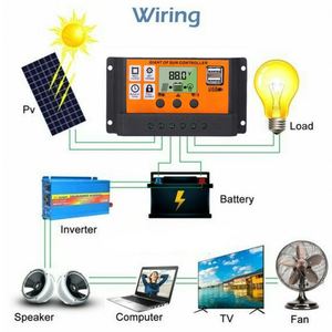 10 A 20 A 30 A 40 A 50 A 60 A 100 A MPPT PWM Solarladeregler 12 V 24 V Solarpanel-/Batterieregler mit Doppel-USB-Anschluss LCD-Anzeige - Product Image 6